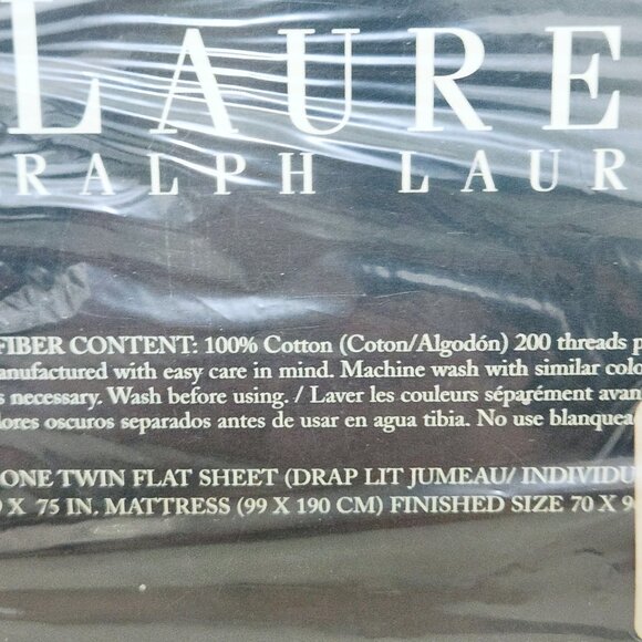 Ralph Lauren Flat Twin Sheet Bromley Linen Cream Color 100% Cotton Ruffle Eyelet - Picture 5 of 8